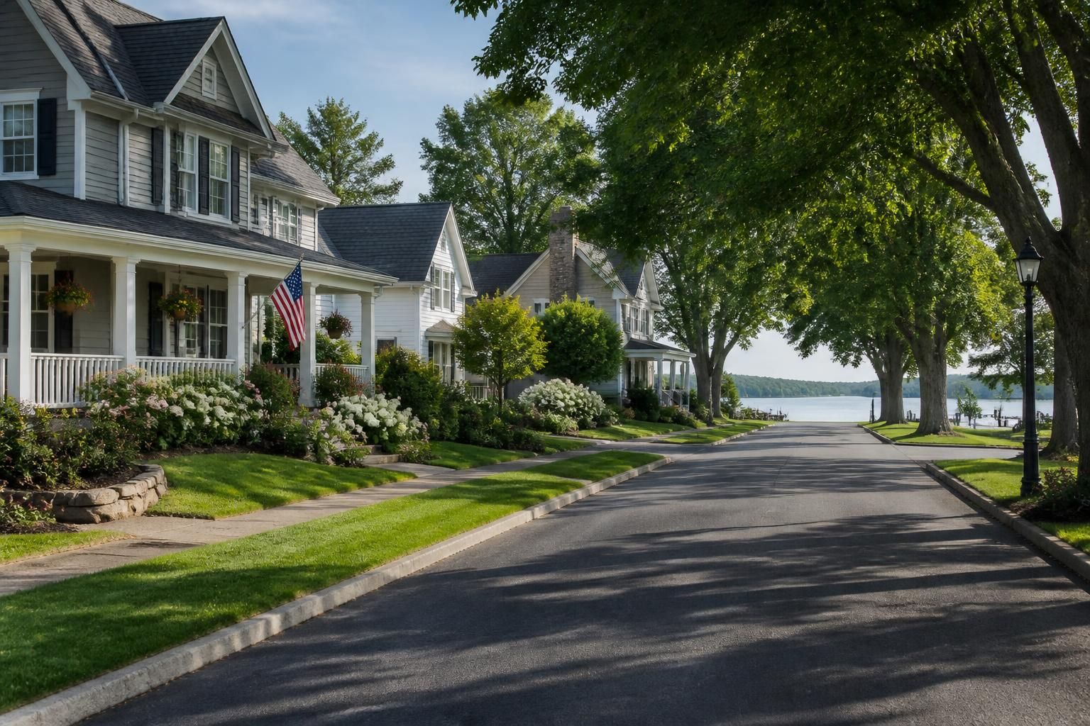 Irondequoit lakeside neighborhood with neat homes